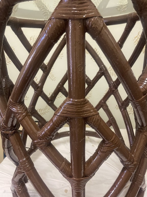 Rattan Bistro Table ~ Indoor/Outdoos Thick Sturdy Glass Coffee Table gallery