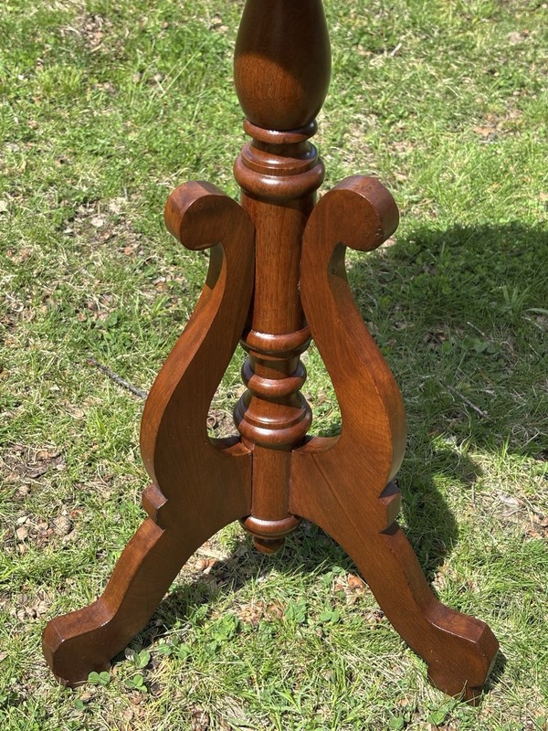 Antique Victorian Solid Wood Pedestal Plant Stand Tripod Table Mahogany? 30.25"H gallery