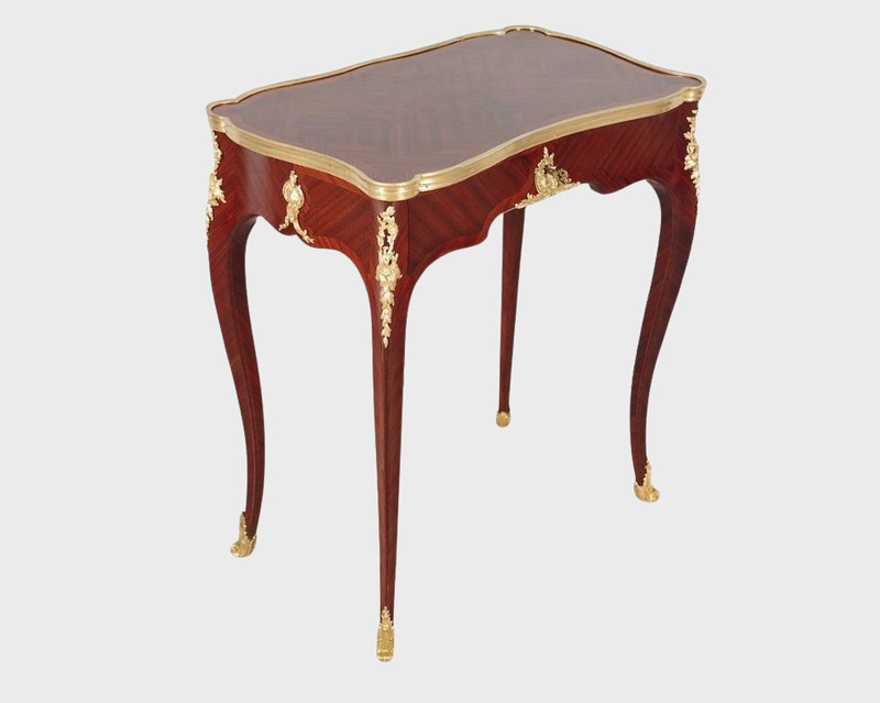 Louis XV Writing Table in Purple Wood and Gilded Bronzes, BVRB Taste