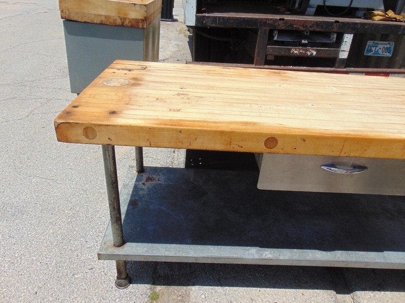 Vtg Industrial Chef Butcher Block Island Stainless WorkStation Table 72x30 gallery