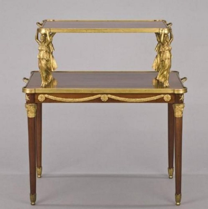 70% OFF CLEARANCE! $36,000 RARE 19TH C FRENCH MAHAGONY TIERED TABLE W/ WOMEN