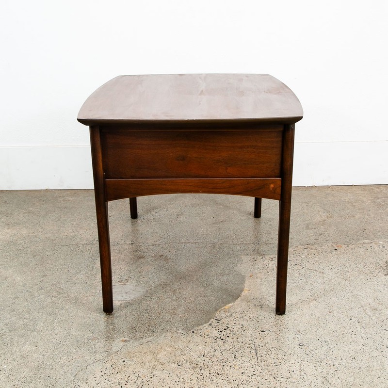 Mid Century Modern Nightstand End Side Table Kroehler Walnut Drawer Brass Single gallery