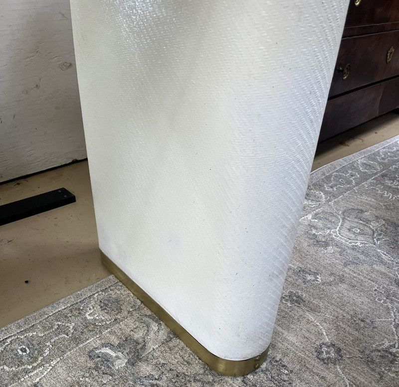 Made Goods 'Hudson' White Waterfall Console Table 60" Woven Rattan gallery