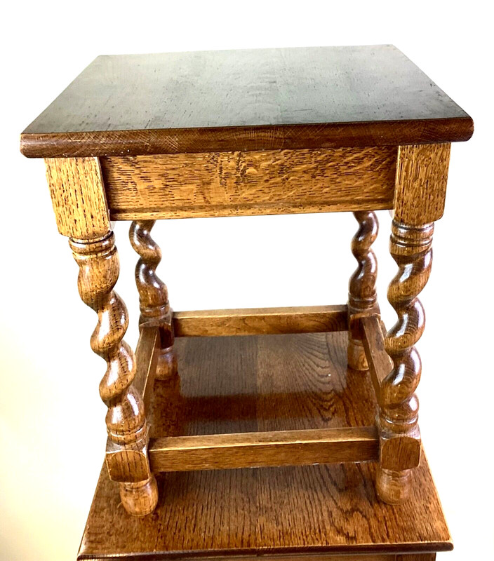 English Antique Oak Barley Twist Nesting Tables. Top Quality. Free Shipping . gallery