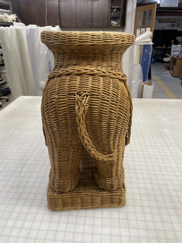 Vintage Rattan Wicker Elephant Side Table Plant Stand End Table gallery