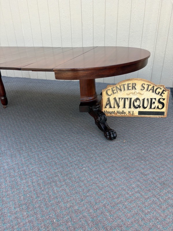 67769 Victorian Mahogany Round Dining Table with Claw Feet and 6 - 11 " Leaves gallery