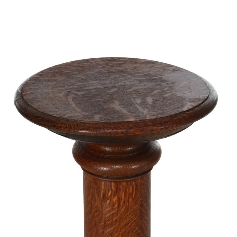 Antique RJ Horner Classical Oak Sculpture Stand C1900 gallery