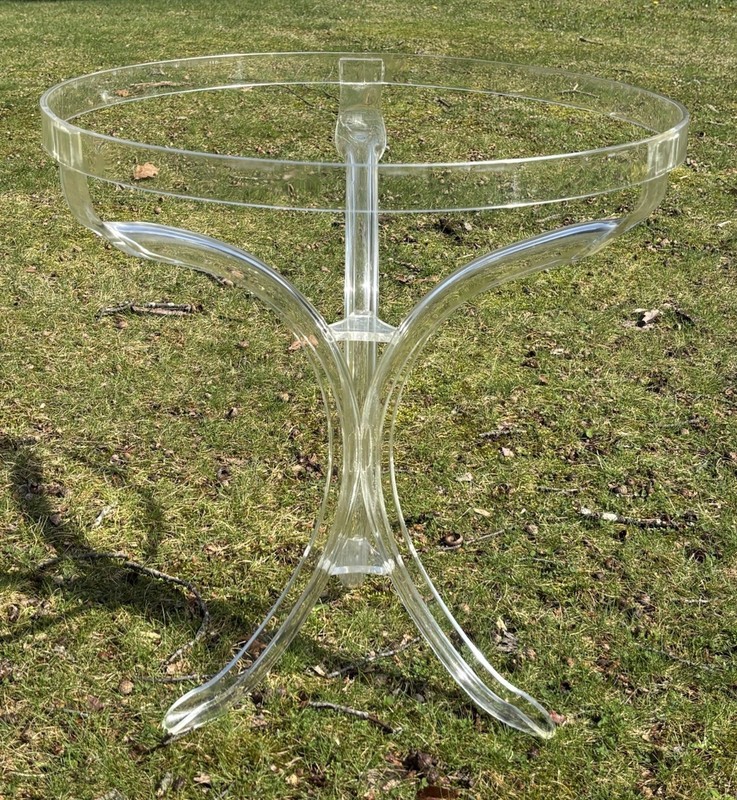 Vintage Mid Century Acrylic Lucite Table Base Stand Round 24"D 25.75"H gallery