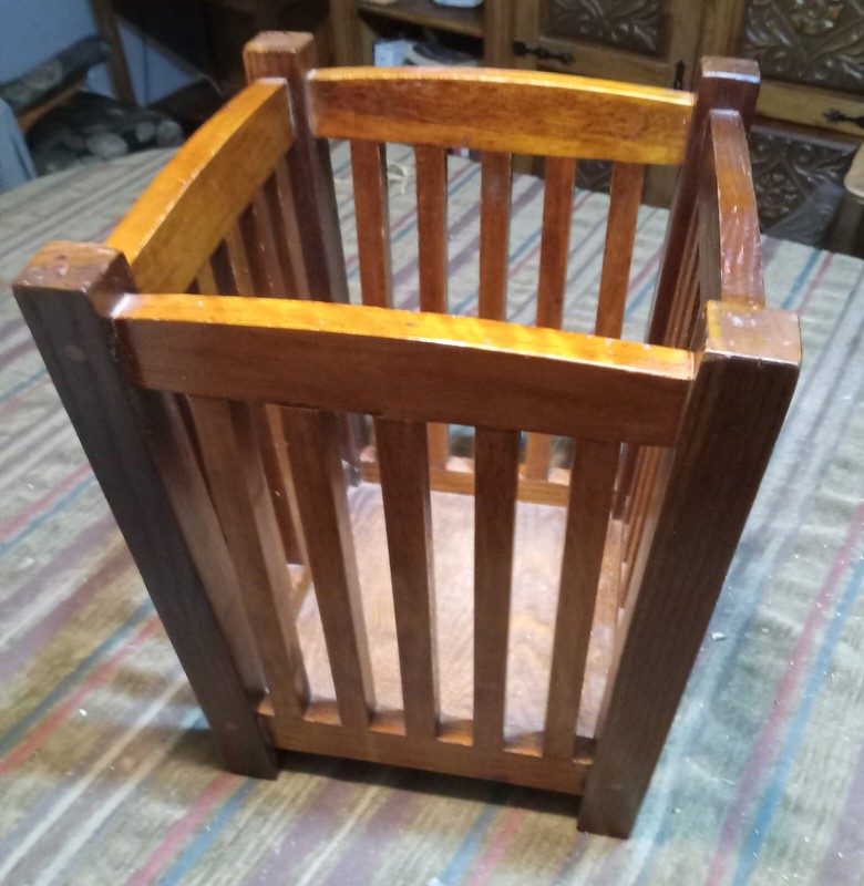 Mid Century Mahogany Mission Wastebasket