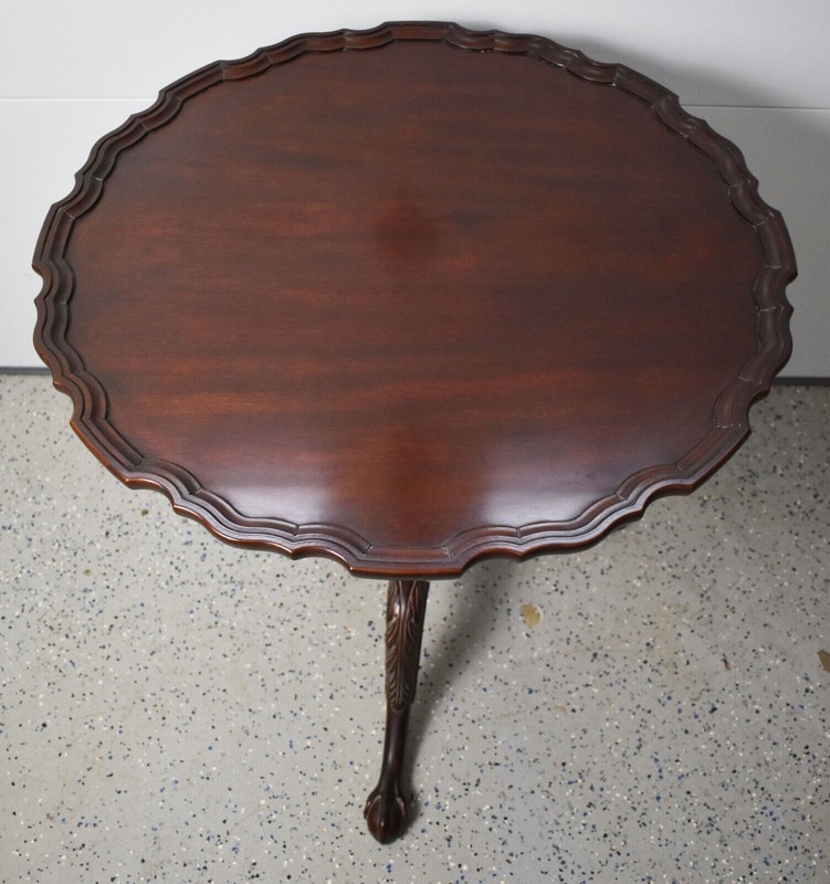 Henkel Harris Carved Chippendale Mahogany Pie Crust Tilt Top Table Claw & Ball gallery