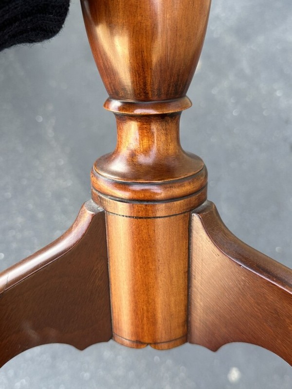 Fine bench made Queen Anne style snake foot candle stand. Early to mid 20th cent gallery