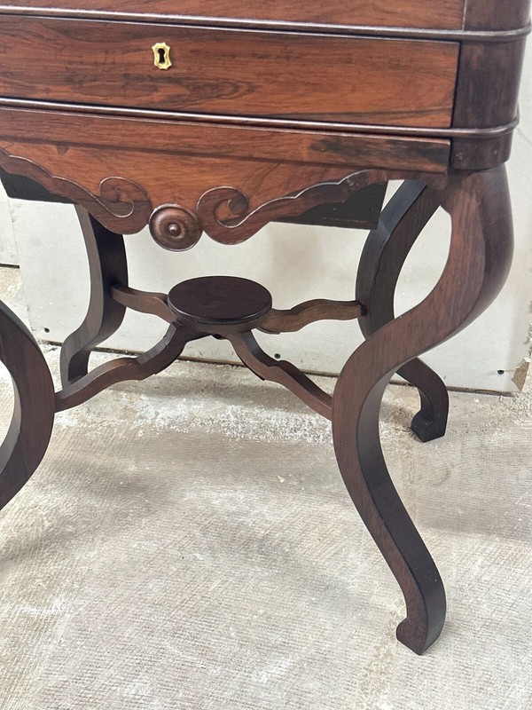 antique rosewood Victorian sewing table stand work end carved gallery