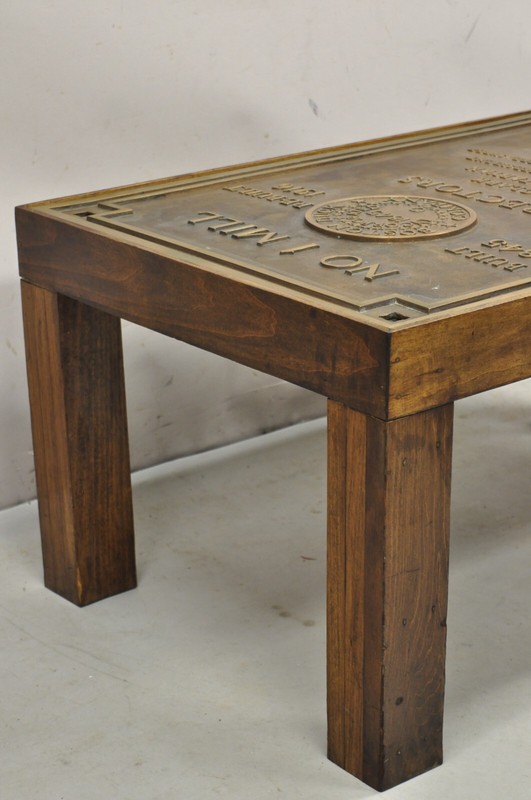 Antique 'Boston Duck Company (1845)' Large Bronze Plaque Custom Coffee Table gallery