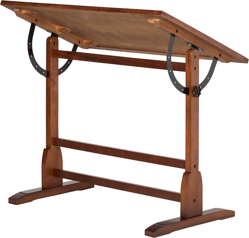 Vintage Drafting Table Antique Design Solid Wood Angle Adjustable Rustic Oak gallery