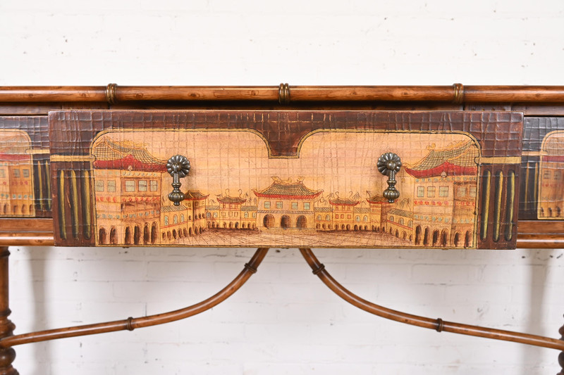 Chinoiserie Jacobean Hand Painted Sideboard Server, Bar Table, or Center Table gallery