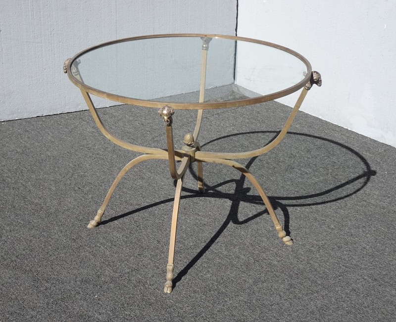 Pair Vintage Italian Mid Century Bronze Rams Head & Hoof Feet Side End Tables gallery