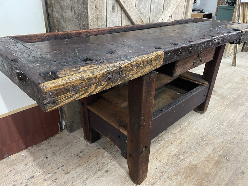 Antique Wood Carvers Workbench Kitchen Island Bar Counter Table gallery