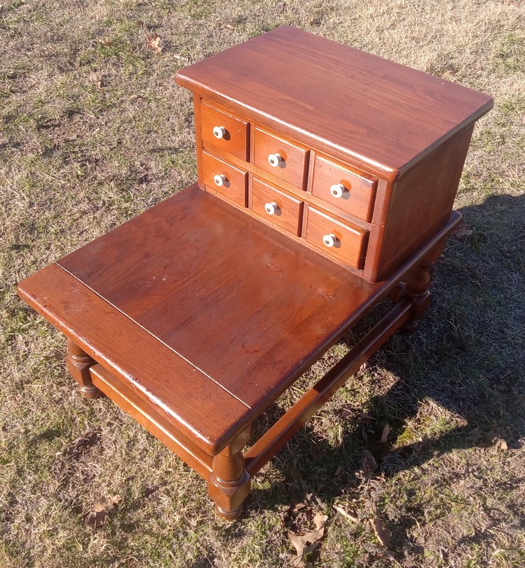 Mid Century Old Tavern Pine Step End Table (SET-100)