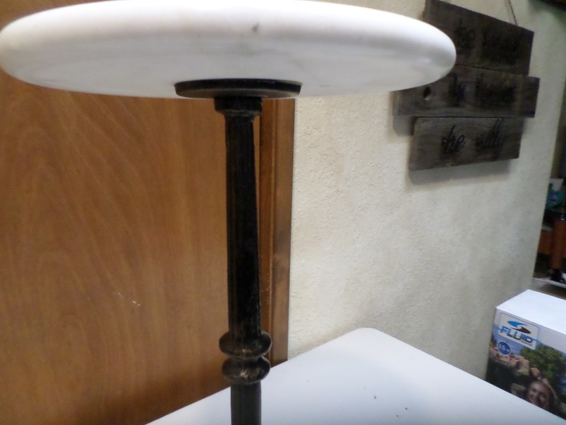 Beautiful Antique Marble & Cast-Iron Side Table/Plant Stand w/Antique Gold Trim gallery