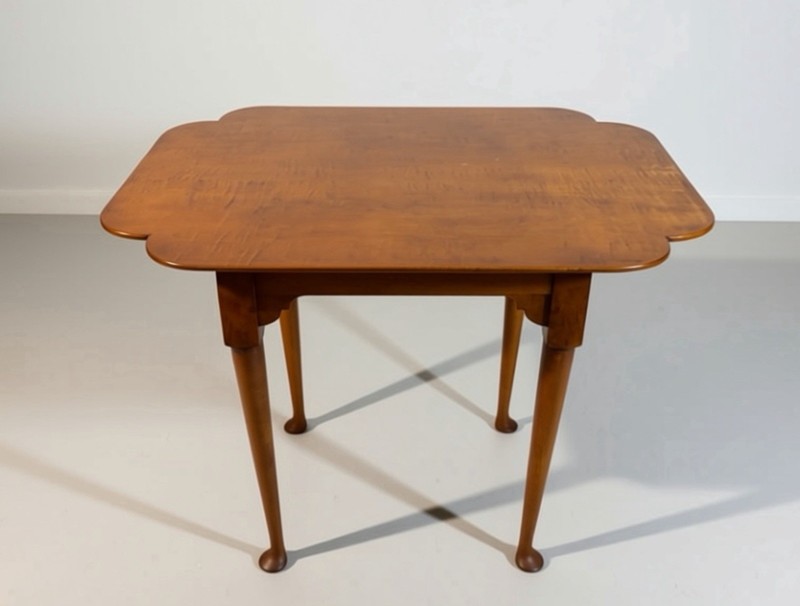 Eldred Wheeler Tiger Maple Queen Anne Tea Table Mid Century Modern gallery