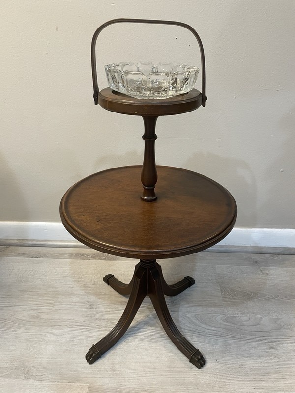 Vintage Ferguson Bros Mahogany Smoking Stand 2-Tier Side Table Hoboken NJ Smoker