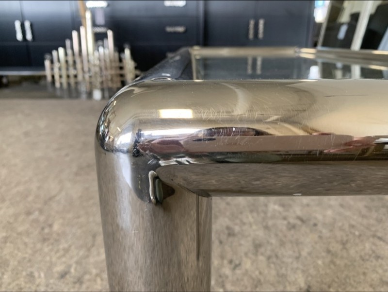 John Mascheroni Tubo Aluminum & Glass Coffee Table 1970s Space Age gallery