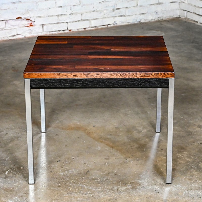 MCM Founders Furniture Side Table Chrome Ebony Rosewood CDP#47133 David Parmelee