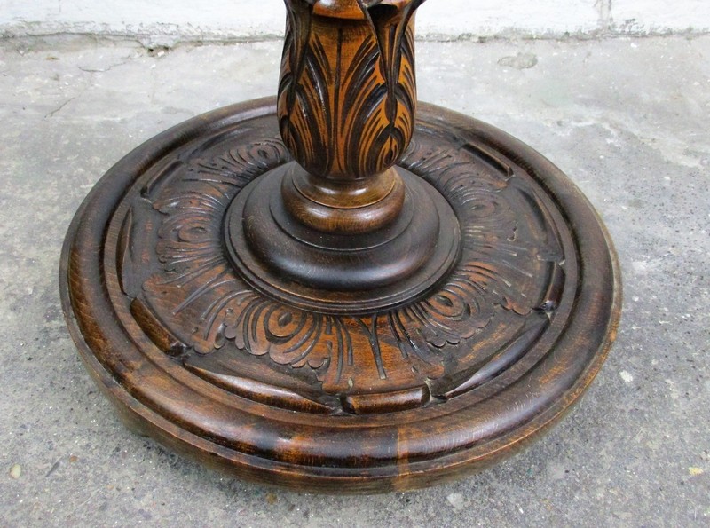 L Hand Carved Ornate Wood Barley Twist Pedestal Display Side Table Plant Stand gallery