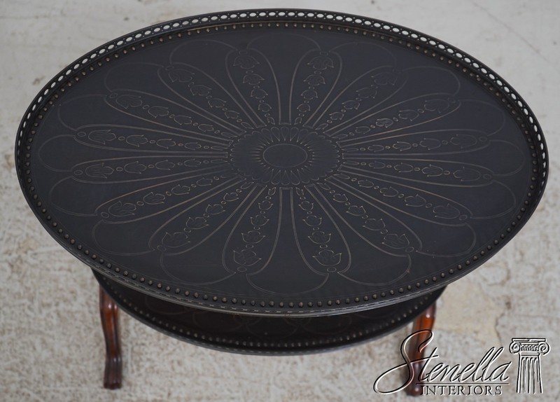 L70109: THEODORE ALEXANDER Vintage Mahogany 2 Tier Bronze Top Etagere Side Table gallery
