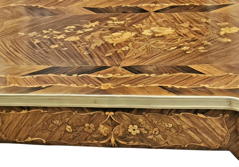 Exceptional French Louis XV Style Marquetry Center Table, 19th Century gallery