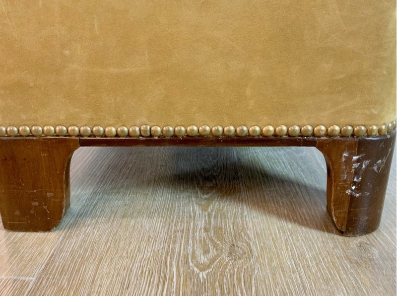 Mid-Century Suede Upholstered Square Side Tables—A Pair gallery
