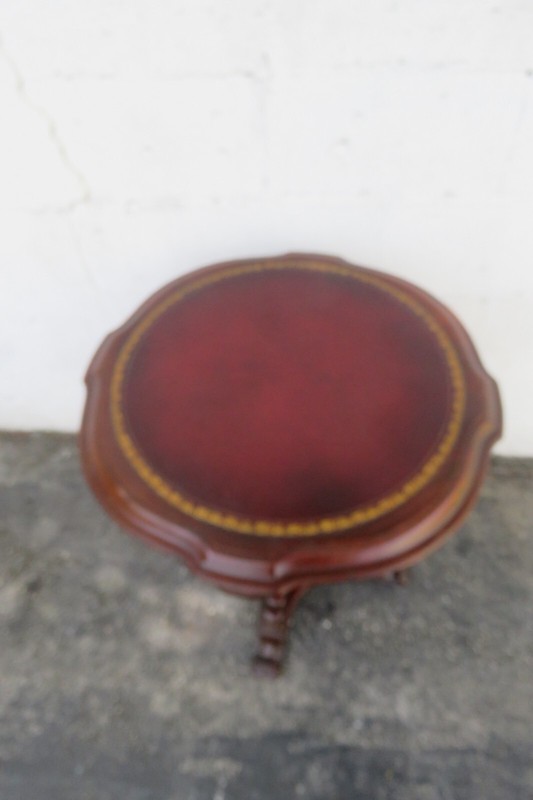 Mahogany Cherry Leather Top Side End Table 5956 gallery