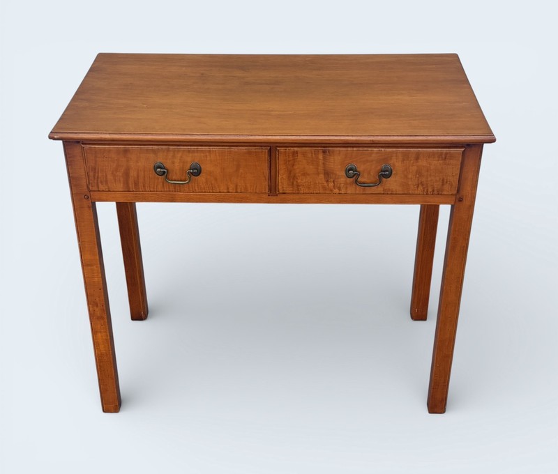 Eldred Wheeler Tiger Maple 2 Drawer Desk / Table