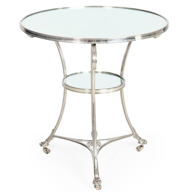 Modernist Chromed and Mirrored Gueridon Side Table in Neoclassical Style gallery
