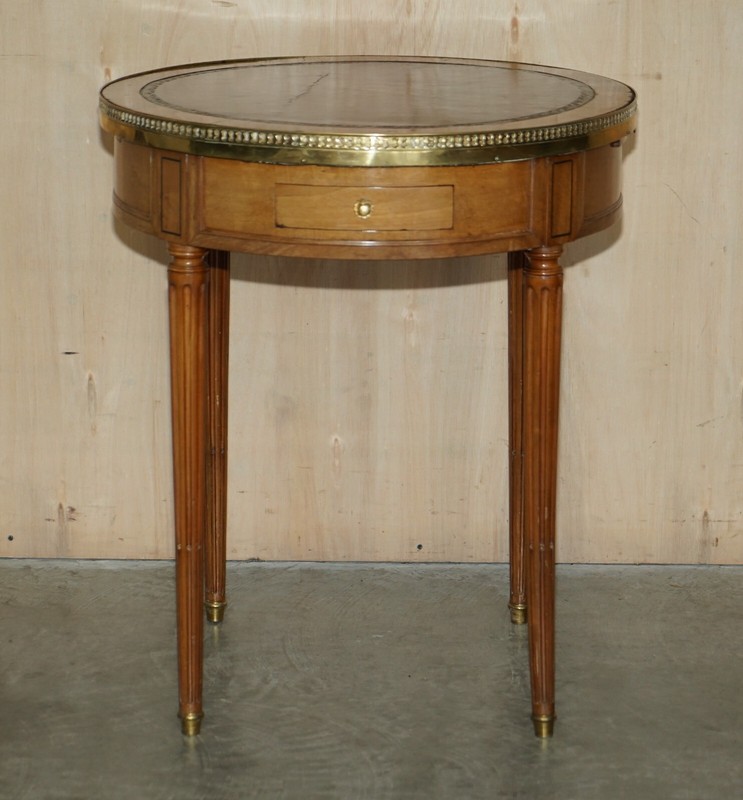 RESTORED ANTIQUE NAPOLEON III OCCASIONAL TABLE BROWN LEATHER TOP BUTLERS TRAYS gallery