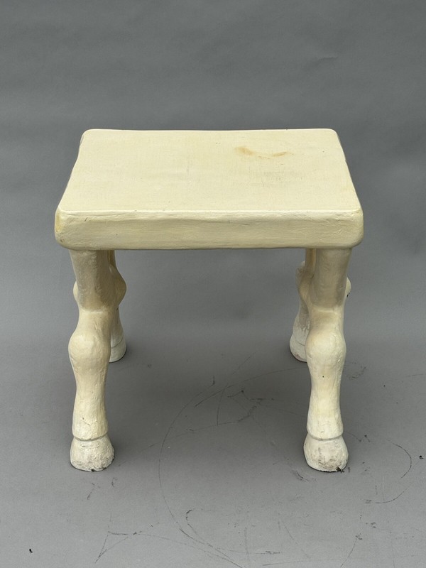 RARE JOHN DICKINSON VINTAGE MODERN PLASTER HOOFED FEET X BASE TABLE SIGNED 70s gallery