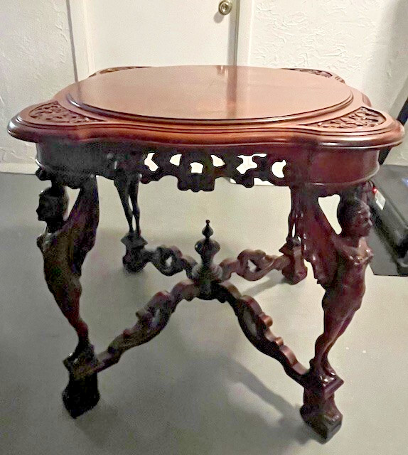 Antique Victorian Carved Table - Egyptian Revival Style Circa 1870's gallery
