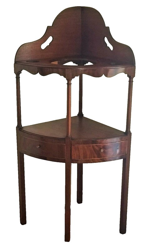 Corner WASHSTAND, Dressing Table, Neoclassical George III, Mah, Inlay, c1800 42″