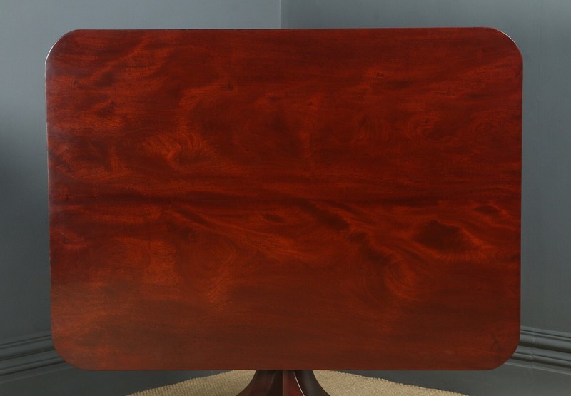 Antique English Regency Figured Mahogany Rectangular Tilt Top Dining Table gallery