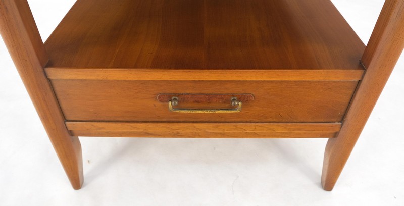 Drexel Travertine Top Walnut Base Rectangle One Drawer Side End Table Stand MINT gallery