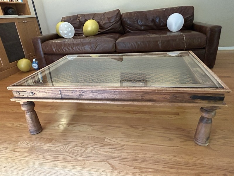 Antique Indian Window Grate Made into a Coffee Table with Copper Sheathing