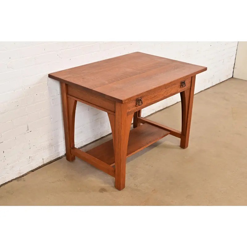 Limbert Antique Mission Oak Arts & Crafts Desk or Library Table, Circa 1910 gallery