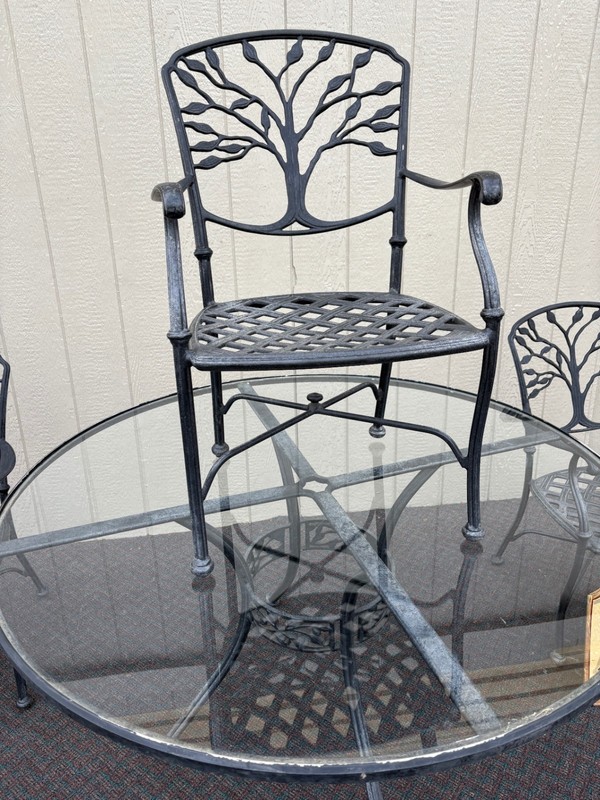 67750 Outdoor Patio Set with Glass Top Table and Four Cast Aluminum Chairs gallery