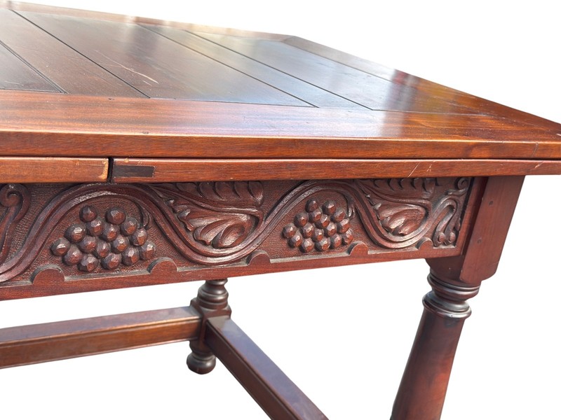 antique large dining stretcher base pub tavern table 11ft extension baroque gallery