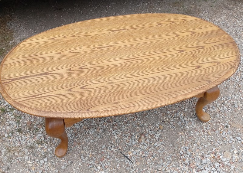 Mid Century Oval Solid Oak Coffee Table (CT370)