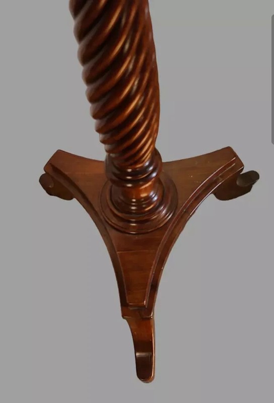 Antique Walnut Octagon Barley-Twist Tripod Base Candle-Fern-Stand Side Table gallery