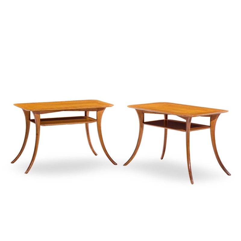 T.H. Robsjohn Gibbings for Widdicomb Bleached Mahogany Sabre Side Tables - Pair gallery