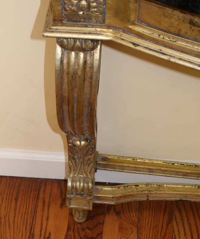 Louis XV Style Faux Marble Gold Console Table Attributed To Maison Jansen gallery