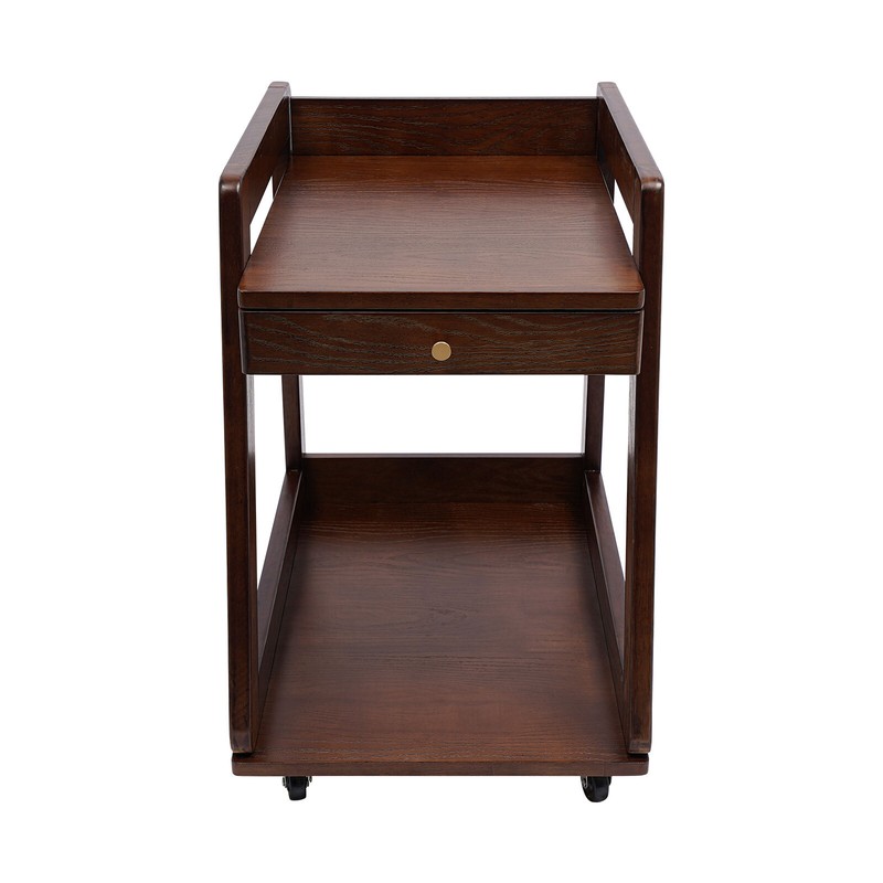 Retro Trapezoidal Wood End Table, 2 Tiers Side Table, Floor Standing Couch Table gallery