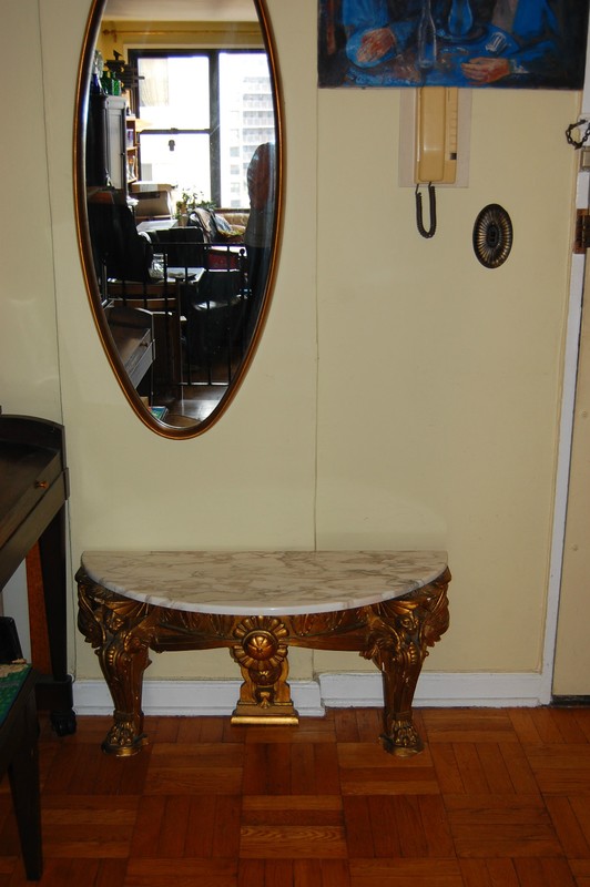 ANTIQUE GOLD GILT WOOD CONSOLE TABLE MARBLE TOP gallery